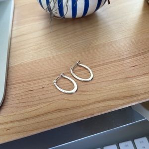 Vintage Silver Hoop Oval Earrings